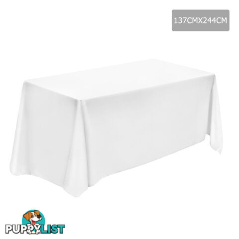 6 Pcs Wedding Table Cloth Rectangle 244cm White