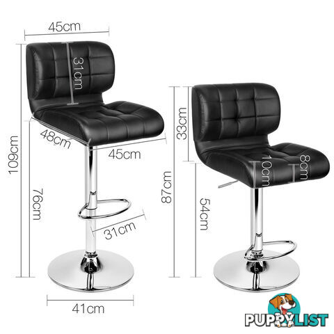 Set of 2 Leather Bar Stools - Black