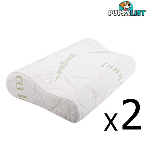 Set of 2 Bamboo Fabric Cover Contour Memory Foam Pillow 50 x 30 cm