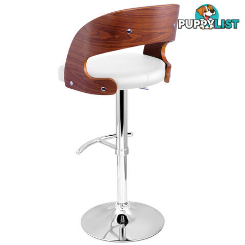 PU Leather Wooden Kitchen Bar Stool Padded Seat White