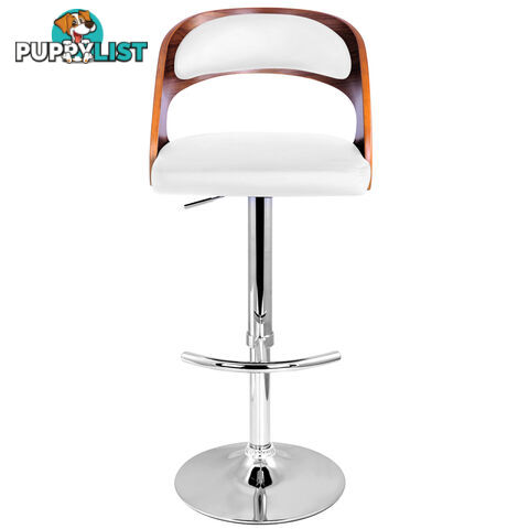 PU Leather Wooden Kitchen Bar Stool Padded Seat White