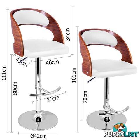 PU Leather Wooden Kitchen Bar Stool Padded Seat White