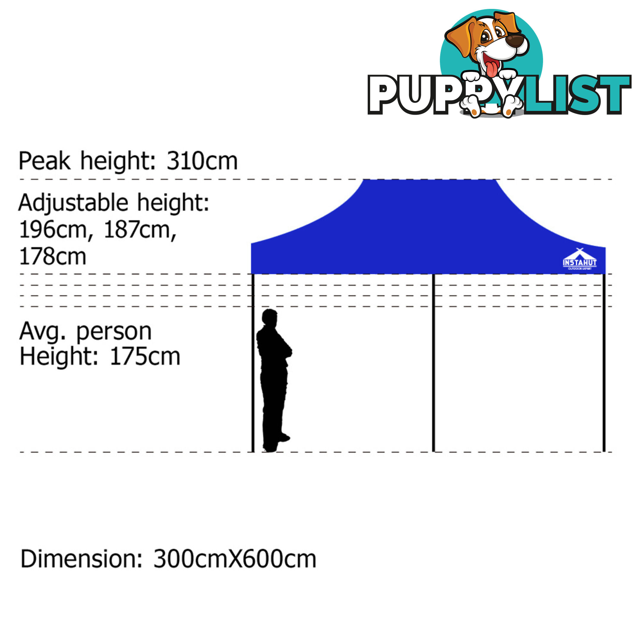 3X6 Pop Up Gazebo - Blue