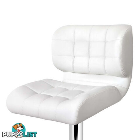 Set of 2 Leather Bar Stools - White