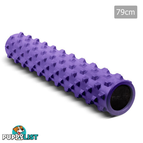 Yoga Gym Pilates EVA Stick Foam Roller Purple 79 x 13cm