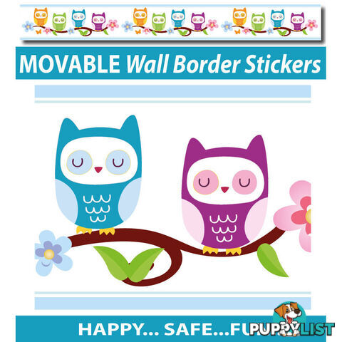 Cute Nursery Owl Wall Border Stickers - Totally Movable