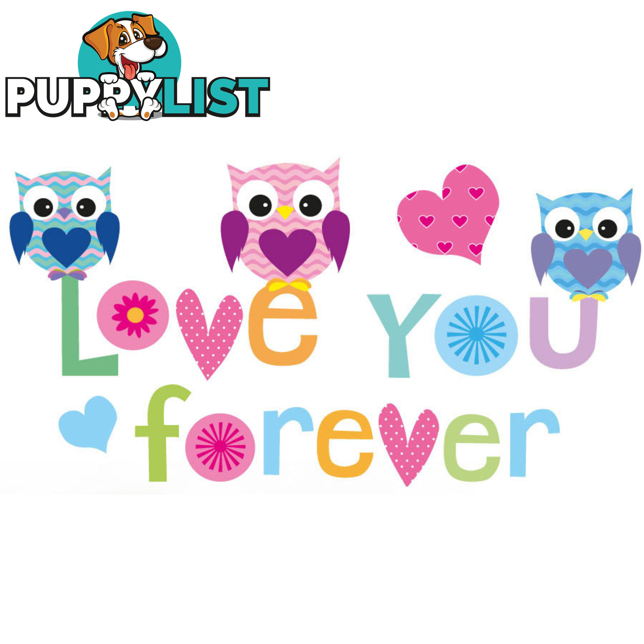 Large Size Love Forever Owls Wall Sticker - Totally Movable