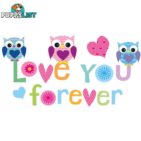 Large Size Love Forever Owls Wall Sticker - Totally Movable