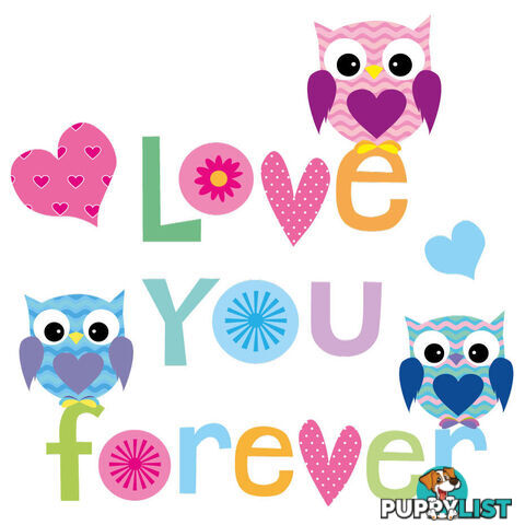 Large Size Love Forever Owls Wall Sticker - Totally Movable