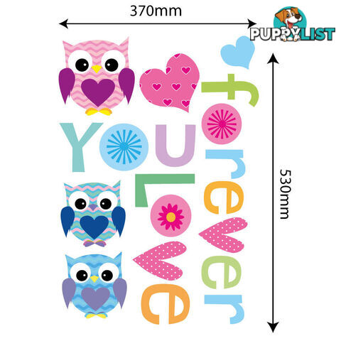 Large Size Love Forever Owls Wall Sticker - Totally Movable