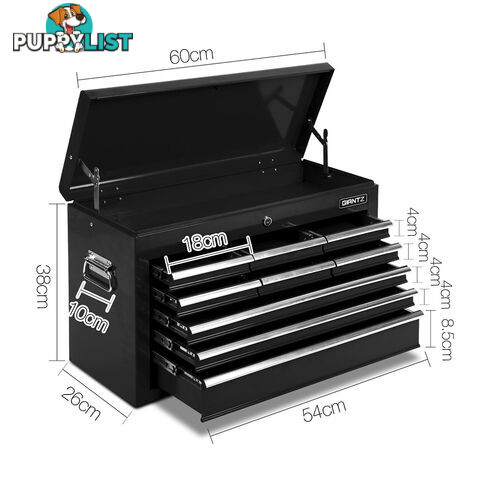 9 Drawers Tool Box Chest Black