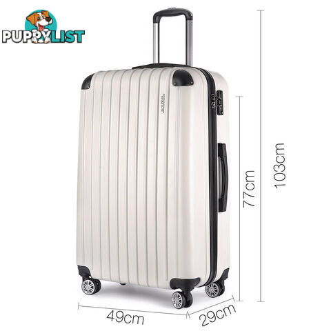 Set of 3 Hard Shell Travel Luggage with TSA Lock - White