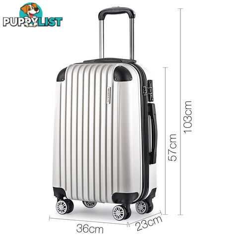 Set of 3 Hard Shell Travel Luggage with TSA Lock - White