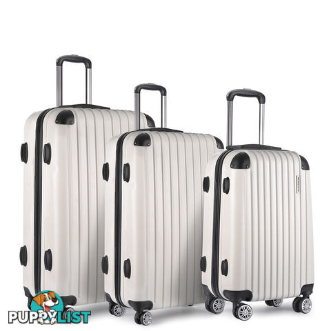 Set of 3 Hard Shell Travel Luggage with TSA Lock - White