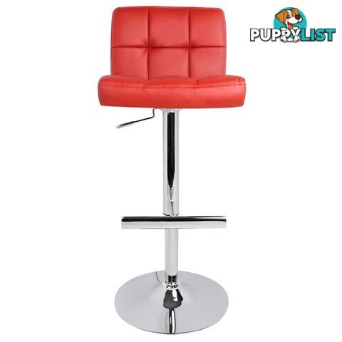 Set of 2 PU Leather Kitchen Bar Stool Red