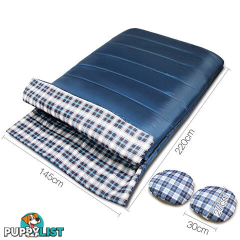 Camping Envelope Sleeping Bag Double Navy