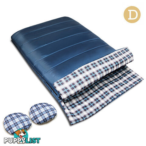 Camping Envelope Sleeping Bag Double Navy