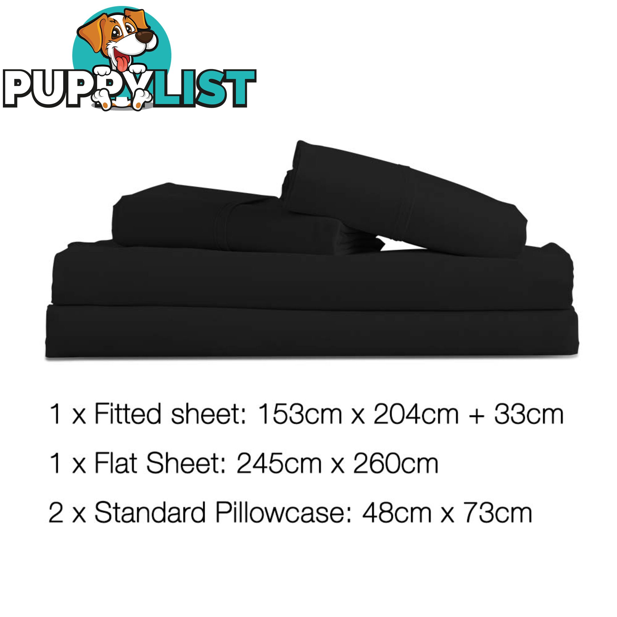 4 Piece Microfibre Sheet Set Queen _ÑÐ Black