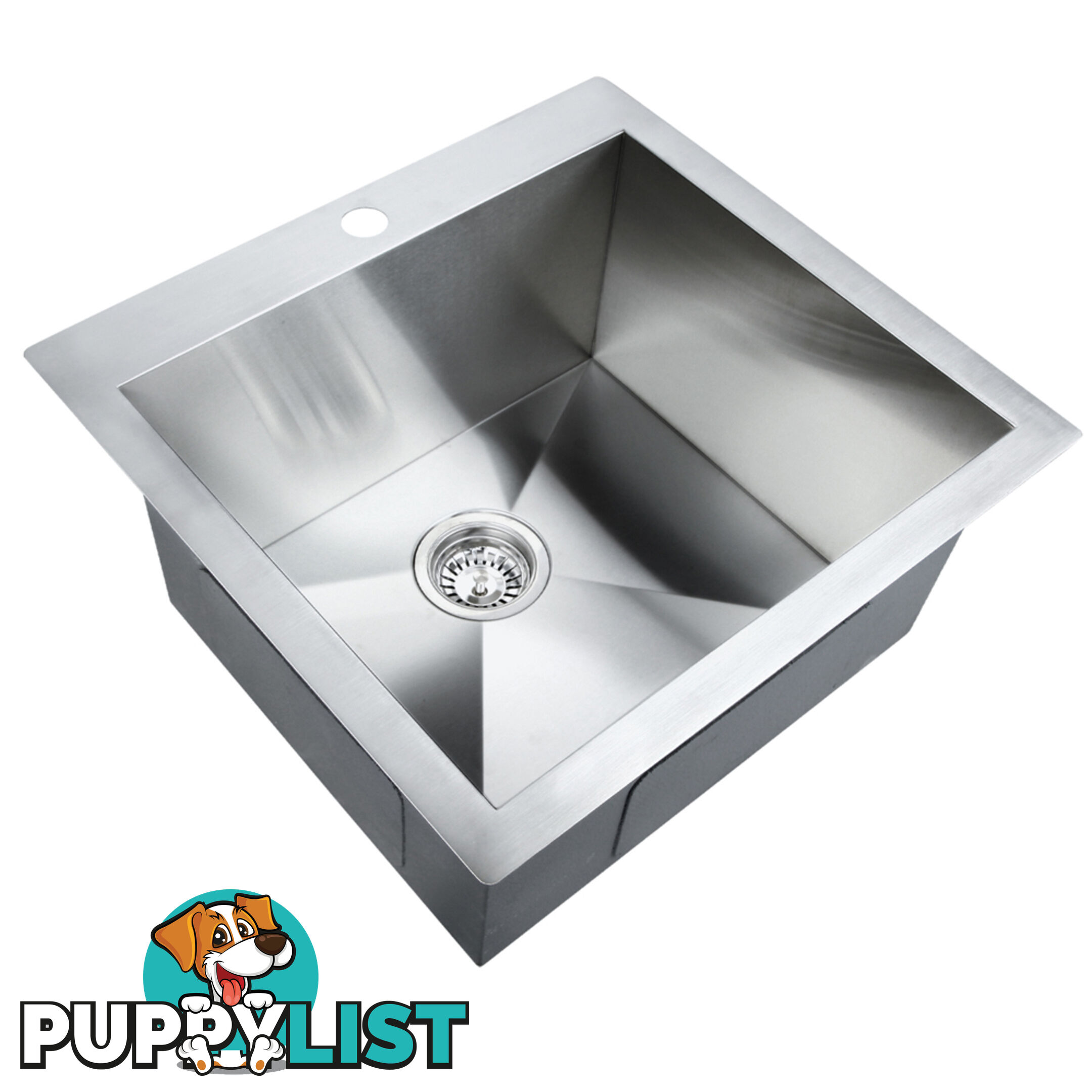 Stainless Steel Kitchen Laundry Sink w/ Strainer Waste 530 x 500mm