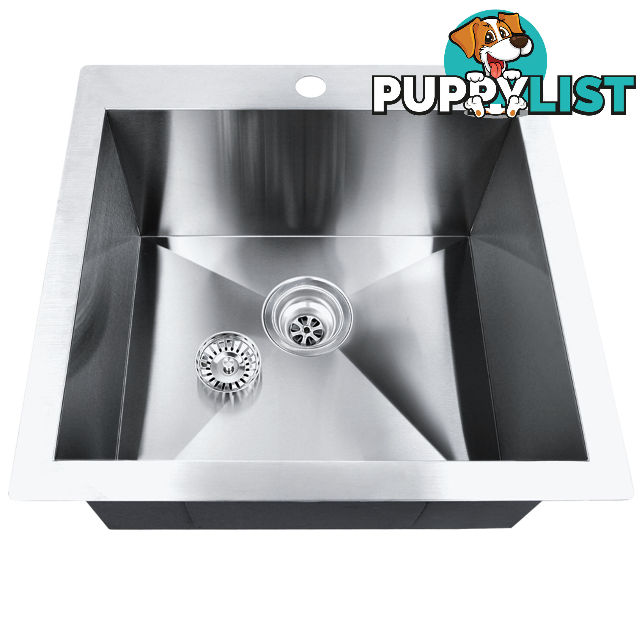 Stainless Steel Kitchen Laundry Sink w/ Strainer Waste 530 x 500mm