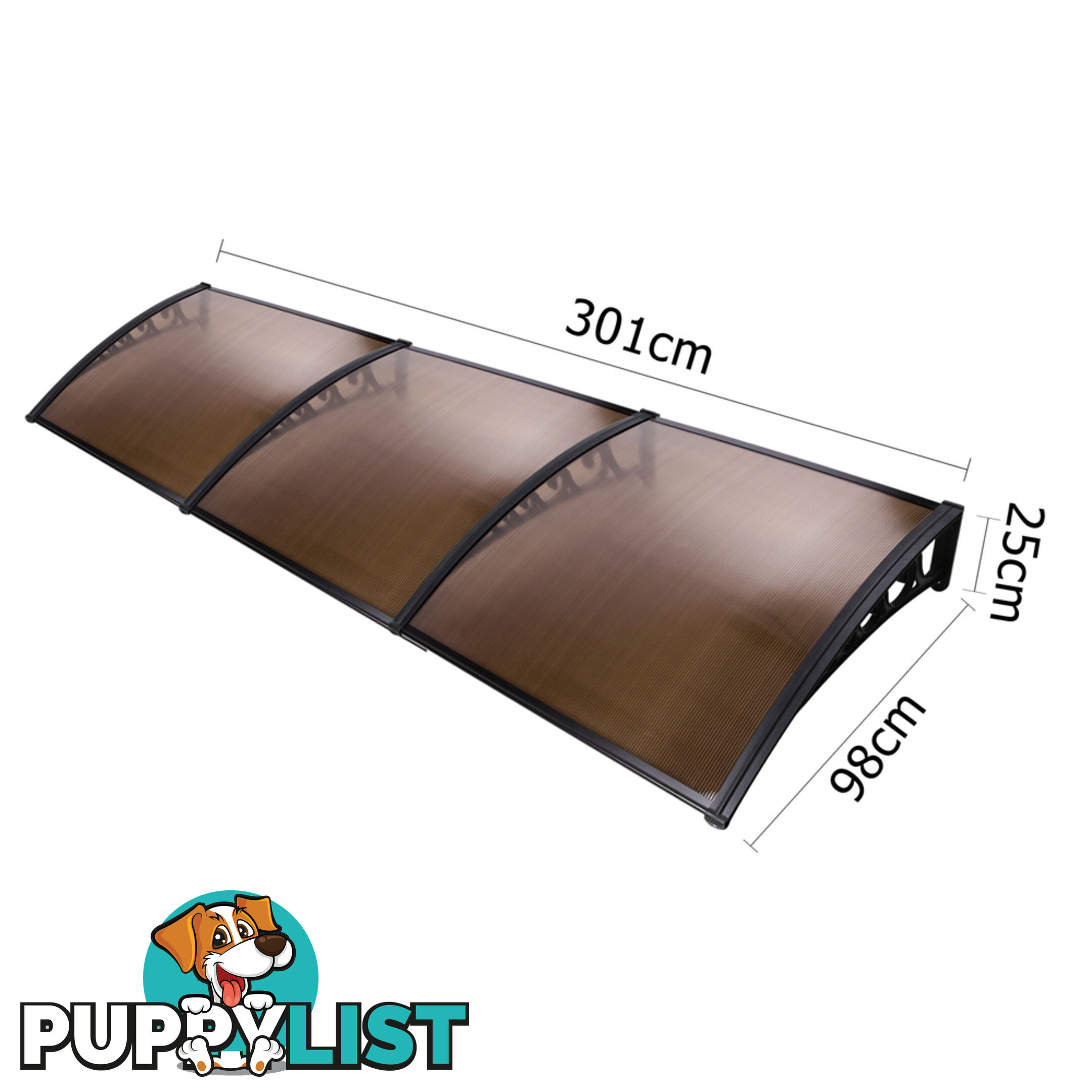 DIY Window Door Awning Cover Brown 100 x 300cm