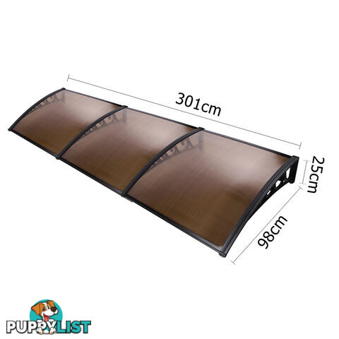 DIY Window Door Awning Cover Brown 100 x 300cm