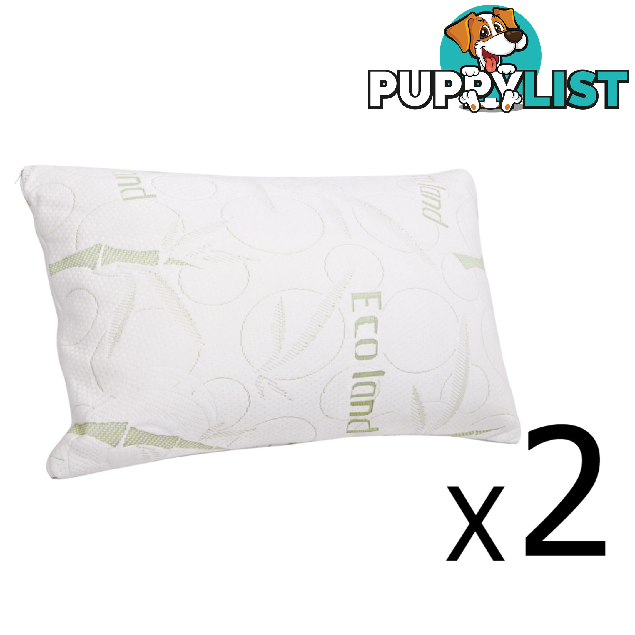 Set of 2 Bamboo Fabric Cover Shredded Memory Foam Pillow 70 x 40 cm