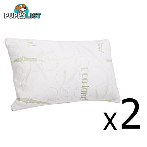 Set of 2 Bamboo Fabric Cover Shredded Memory Foam Pillow 70 x 40 cm