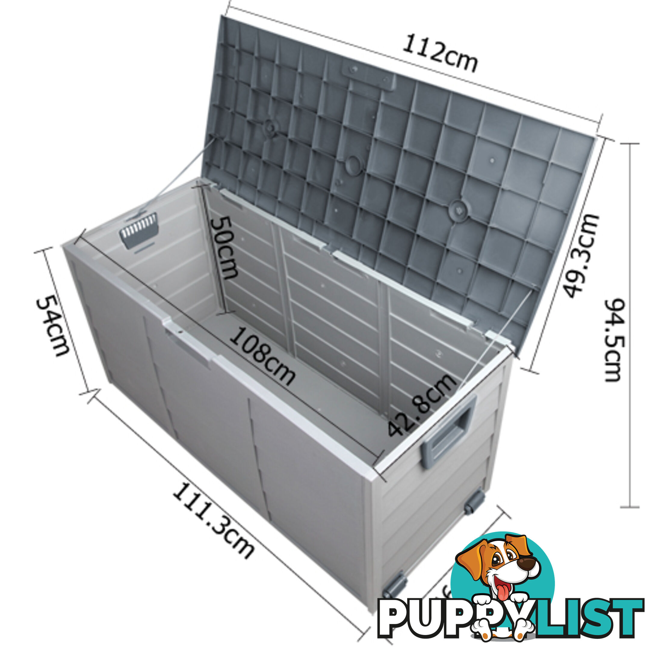 290L Plastic Outdoor Storage Box Container Weatherproof Grey