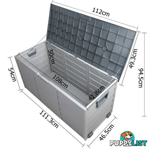 290L Plastic Outdoor Storage Box Container Weatherproof Grey