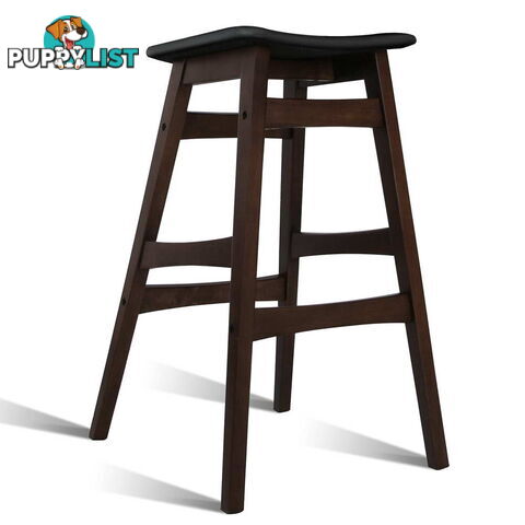 Sert of 2 Rubberwood Bar Stools - Black