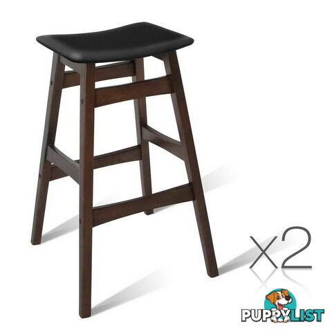 Sert of 2 Rubberwood Bar Stools - Black