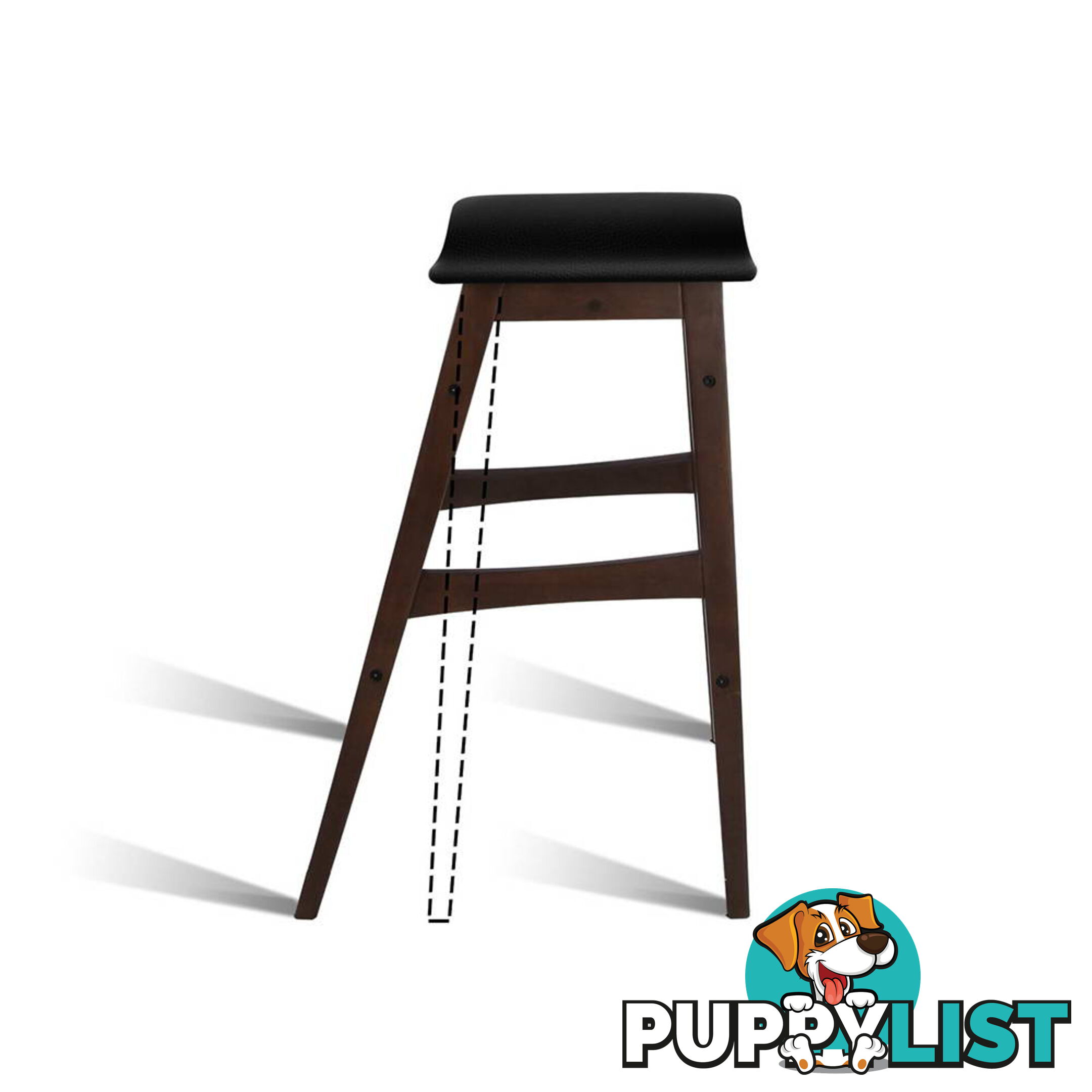 Sert of 2 Rubberwood Bar Stools - Black