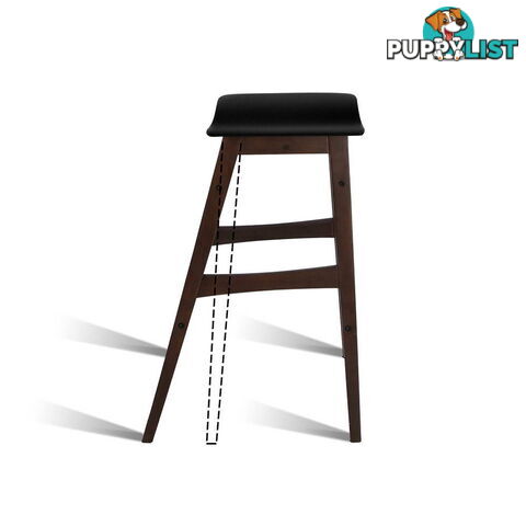 Sert of 2 Rubberwood Bar Stools - Black