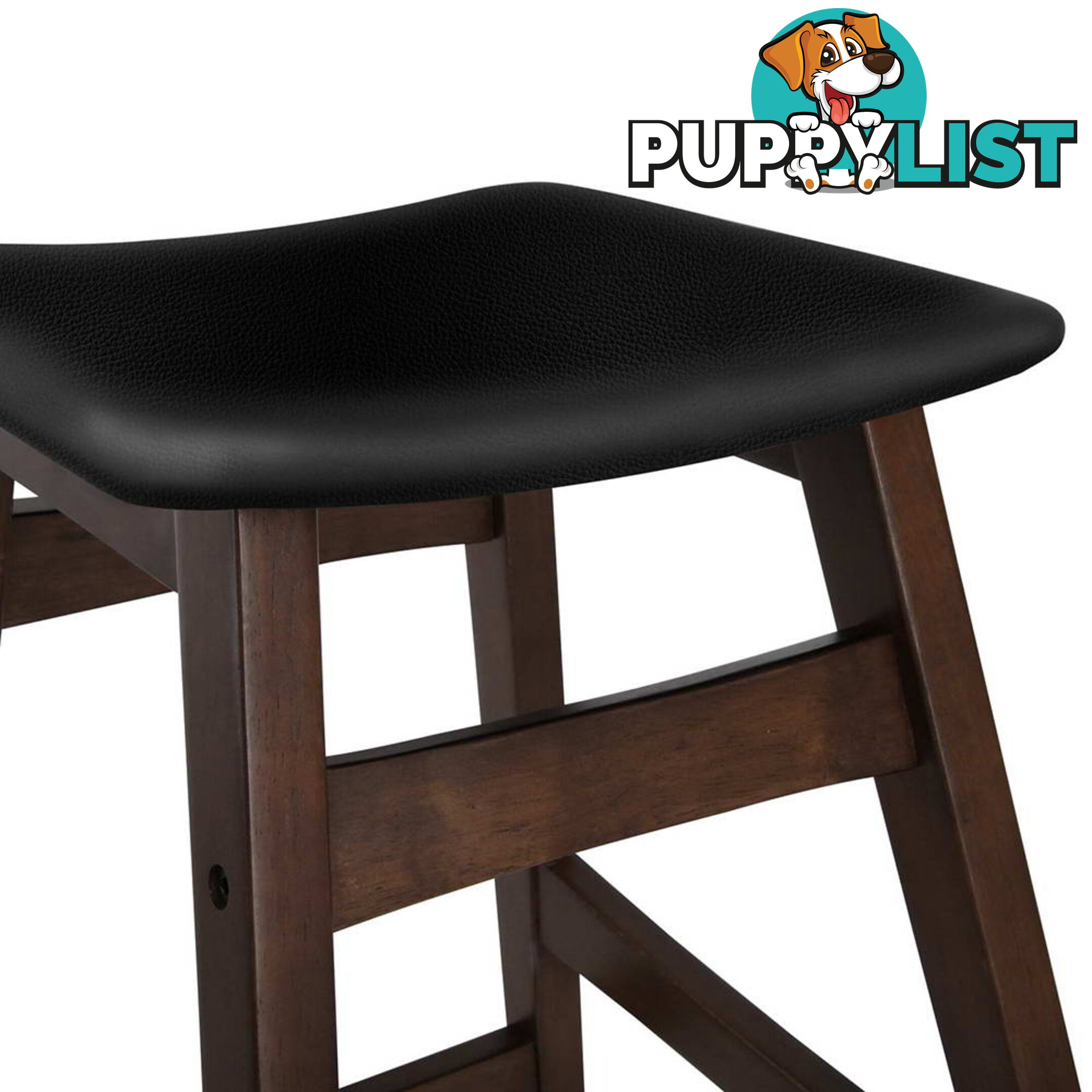 Sert of 2 Rubberwood Bar Stools - Black