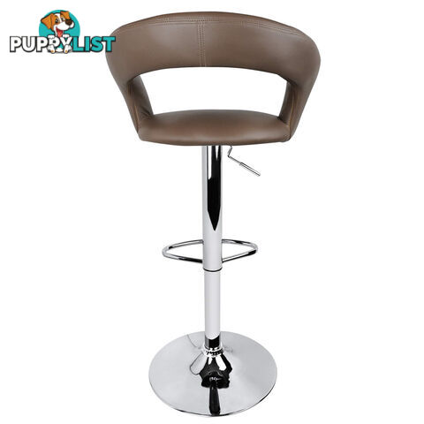 Set of 2 PU Leather Kitchen Bar Stool Taupe