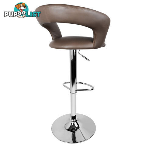 Set of 2 PU Leather Kitchen Bar Stool Taupe