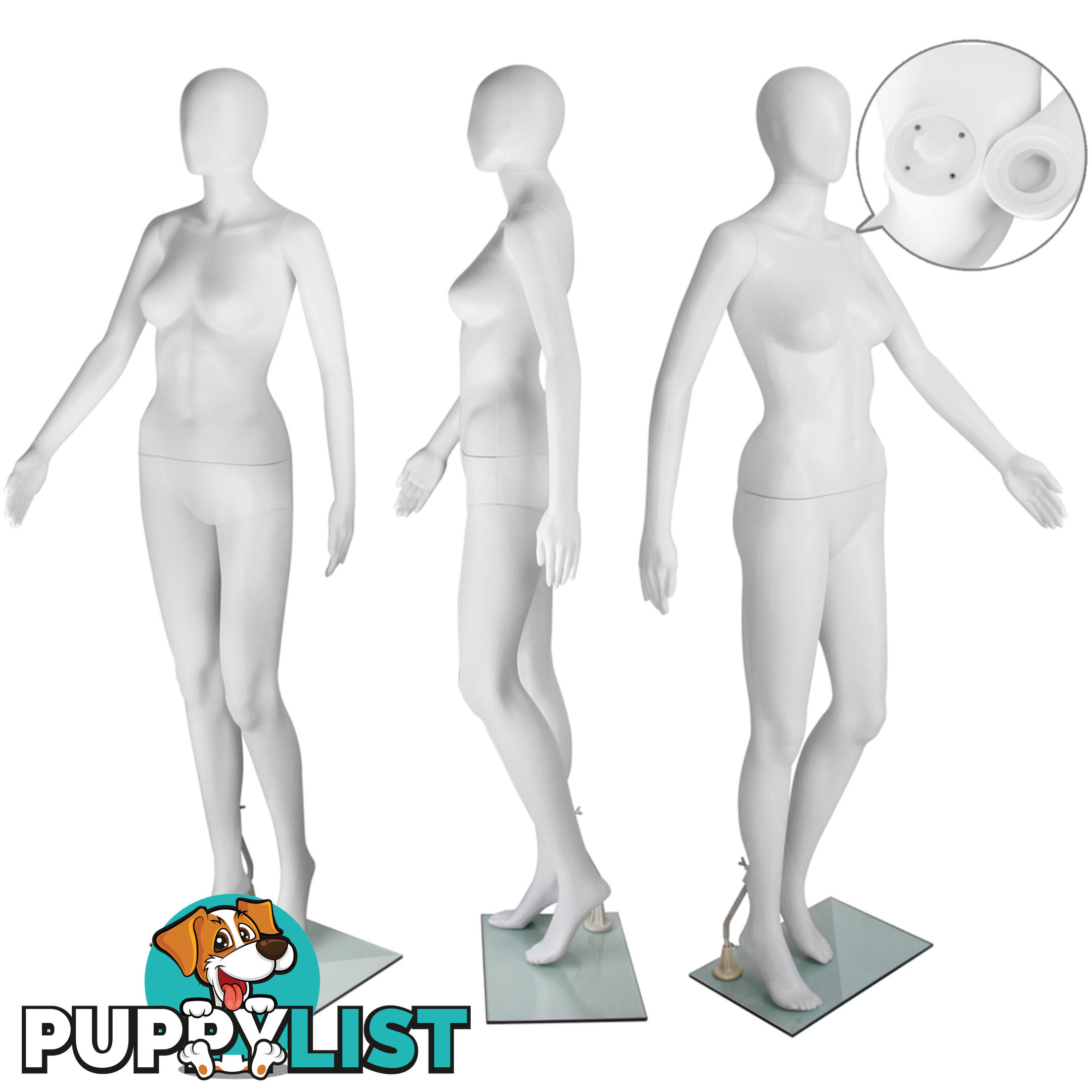 Full Body Female Mannequin Cloth Display Tailor Dressmaker Egg Head White 175cm