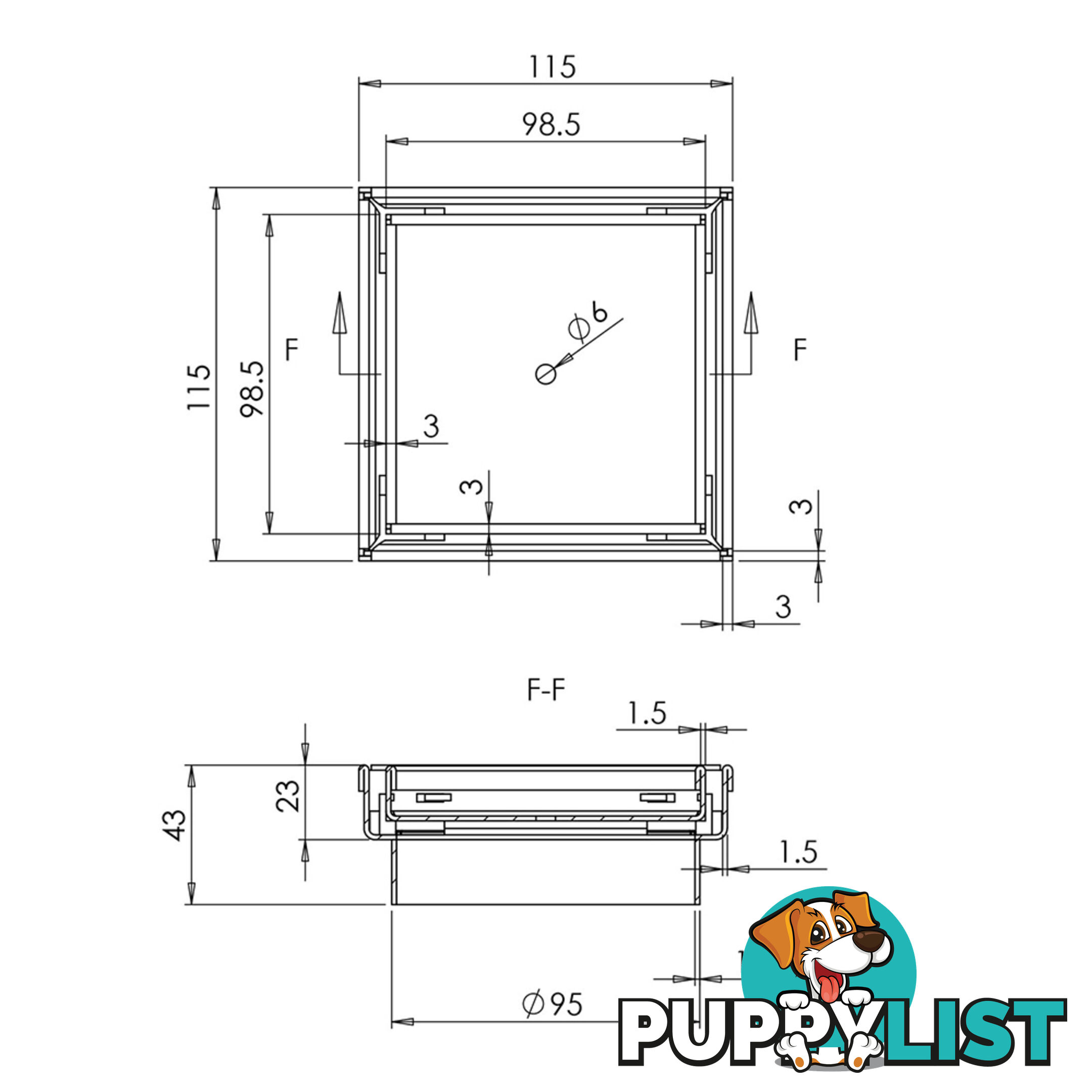 Set of 2 Square Stainless Steel Shower Grate Drain Floor Bathroom 95mm