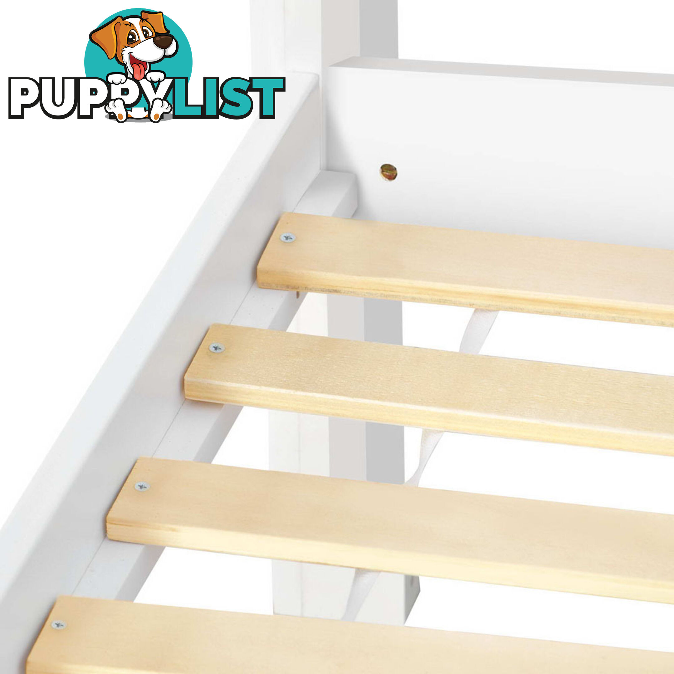 King Single Wooden Bedframe with Storage Shelf  - White