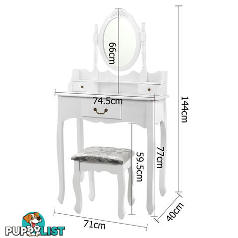 3 Drawer Dressing Table w/ Mirror White