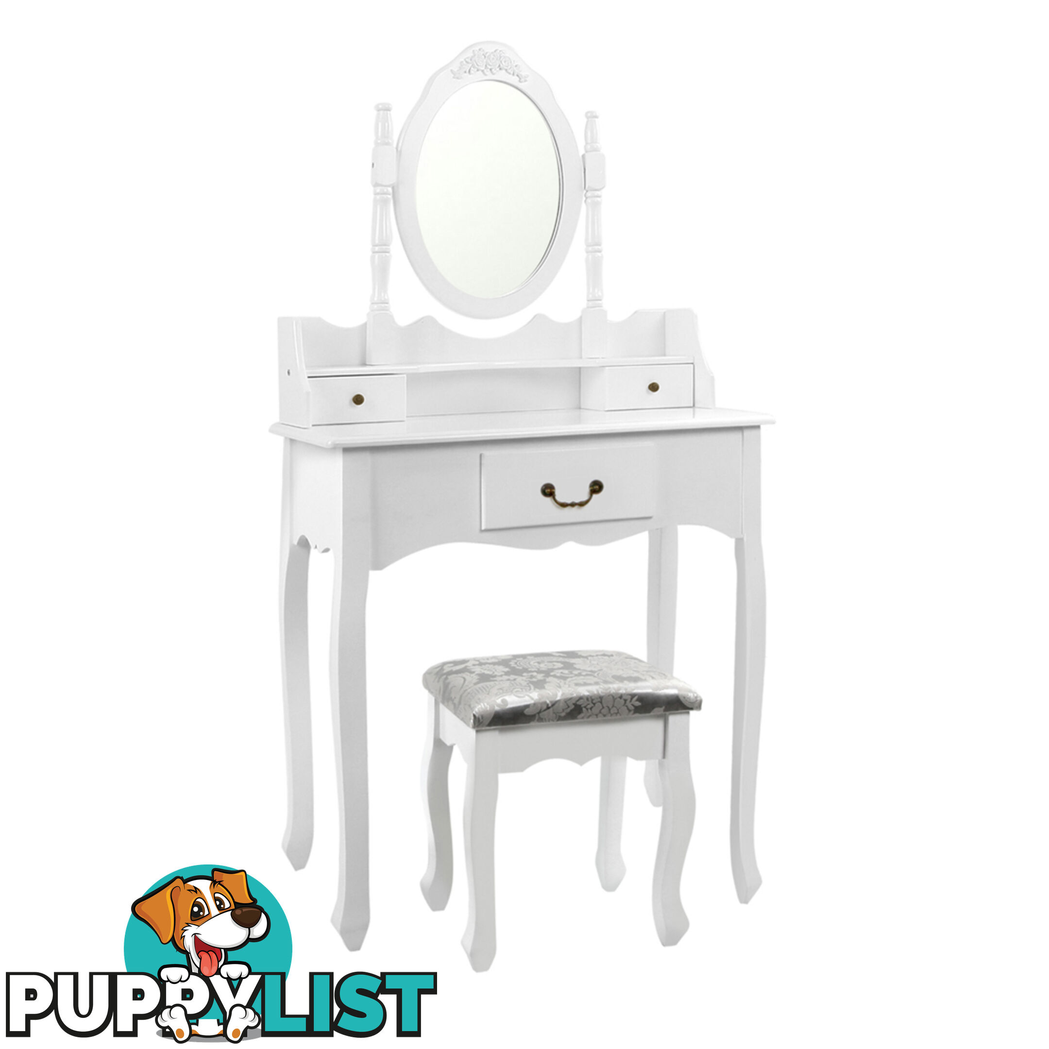 3 Drawer Dressing Table w/ Mirror White