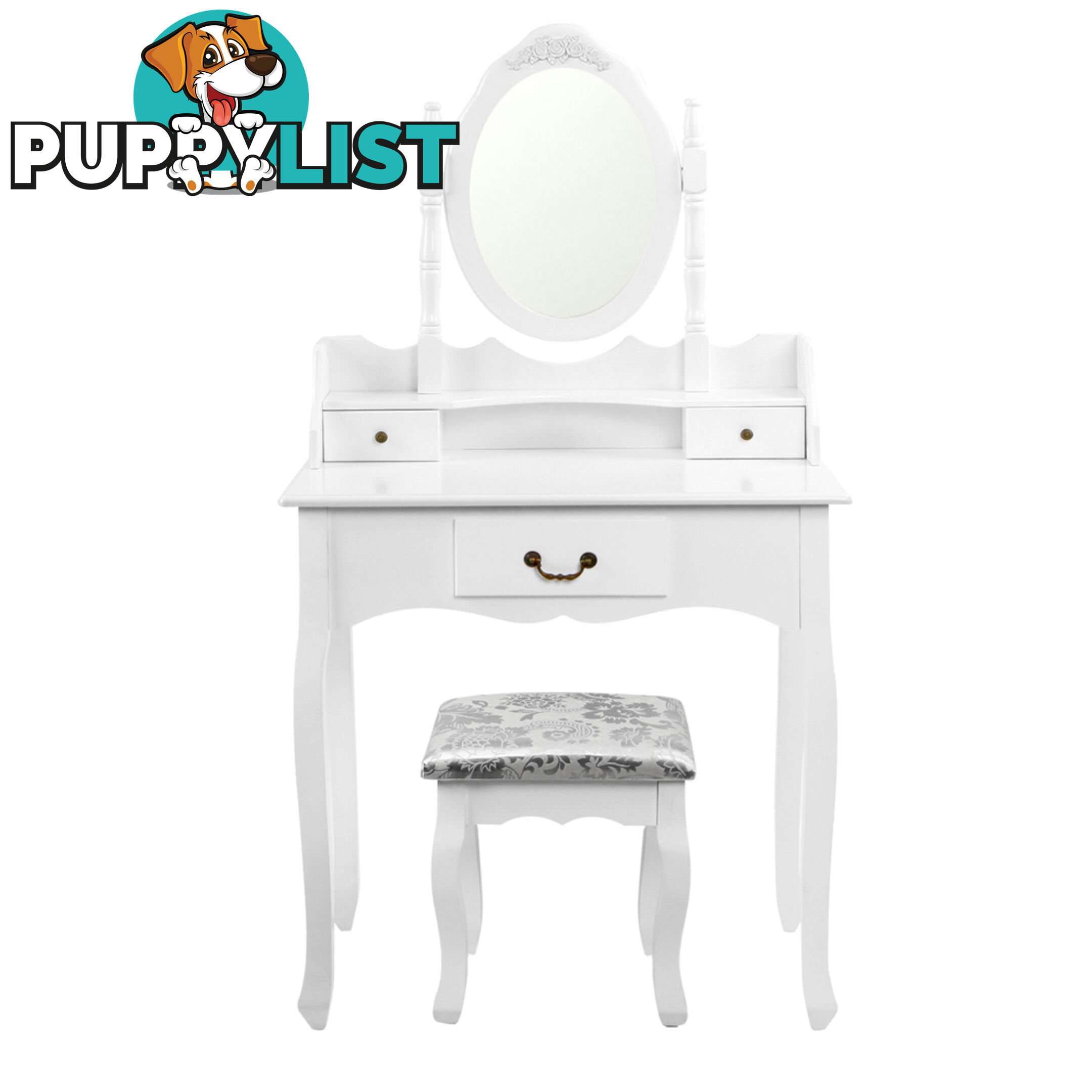 3 Drawer Dressing Table w/ Mirror White