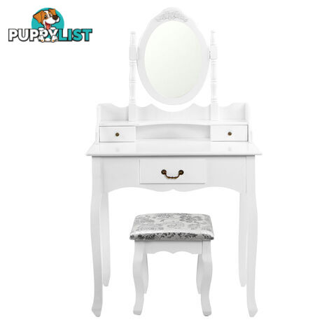 3 Drawer Dressing Table w/ Mirror White