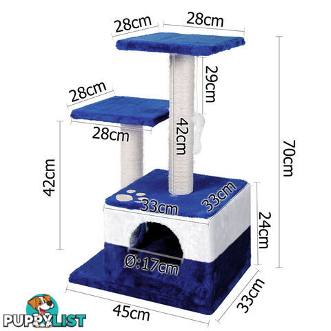 Cat Scratching Poles Post Furniture Tree House Blue