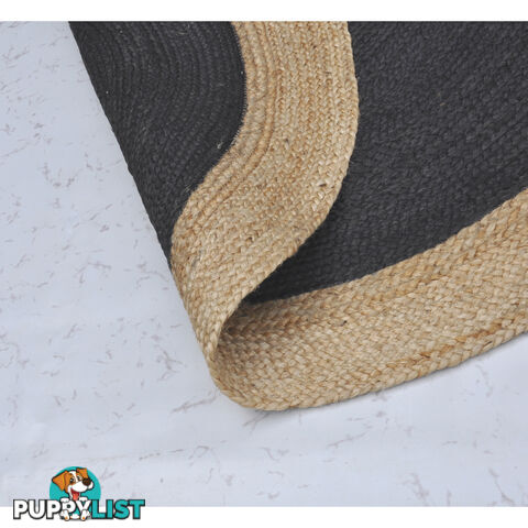 Jute Round Black Rug Black & Natural 120x120cm