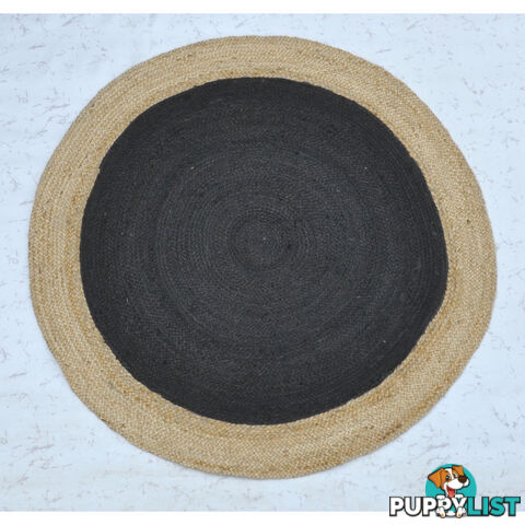 Jute Round Black Rug Black & Natural 120x120cm