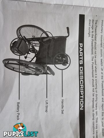 Powerassist power pack for manual wheelchair