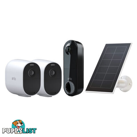 Arlo Small House Bundle - Essential Spotlight Camera + Essential Doorbell + Solar Pannel