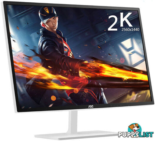 AOC 31.5' IPS 5ms 2560x1440 FreeSync Monitor - DP/HDMI/DVI Tilt Low Blue Light White & Silver